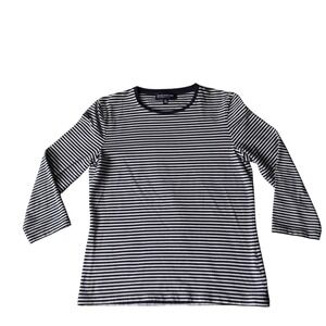 Jones New York Striped Signature Petite Top Women's PM Cotton Blend‎